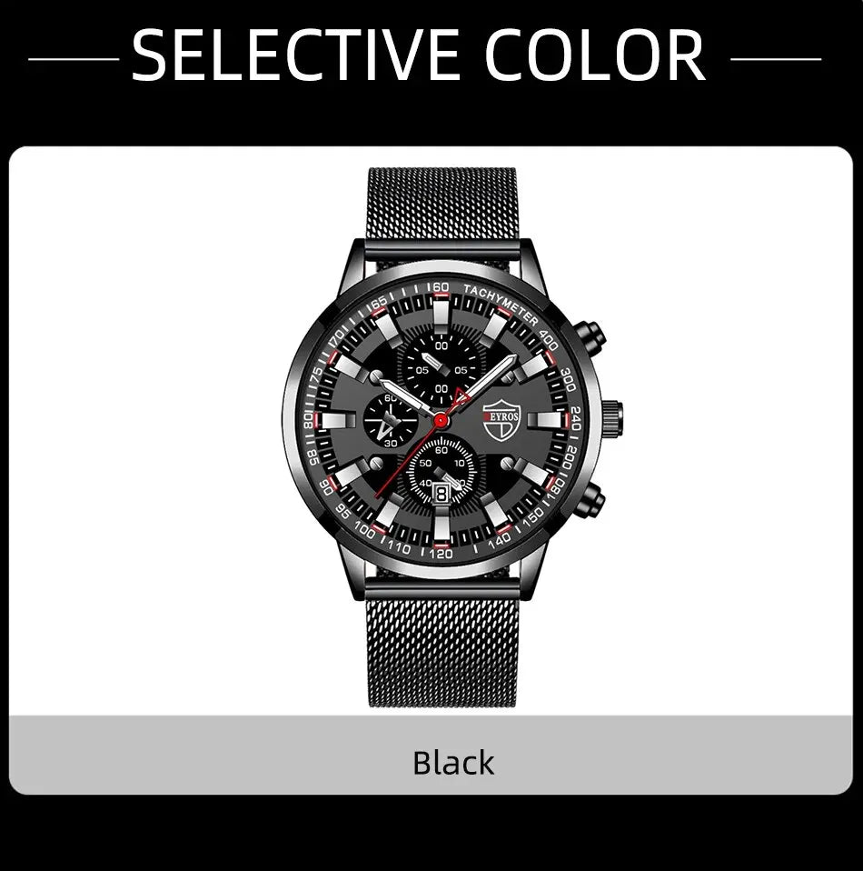 DEYROS Luxury Mens Business Quartz Wristwatch Calendar Fashion Men Casual Sports Watch for Men Gift