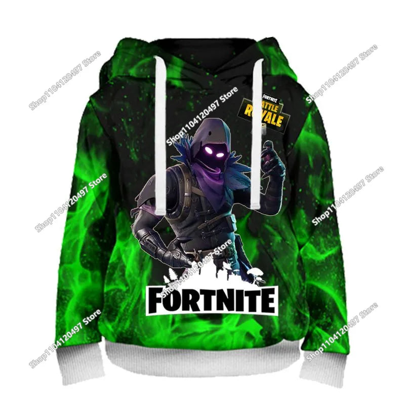 Children's Fortnite Hoodies Cartoon Casual Hooded Coat Autumn Men Soft Pocket Sweatshirts Male Loose Tops Long Sleeve Clothes