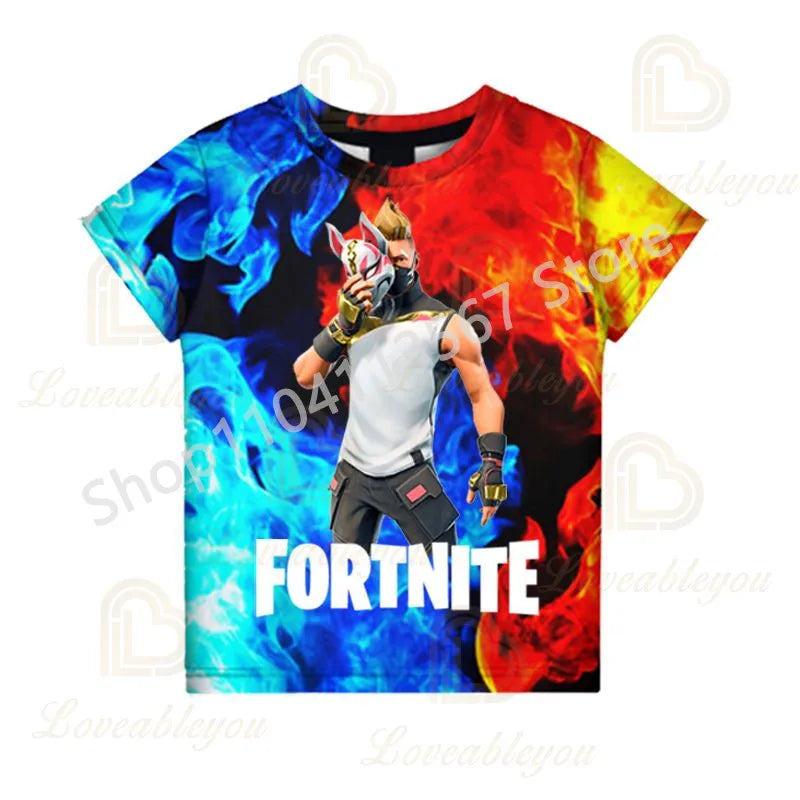 F-Fortnited T-Shirt für Jugendliche – Battle-Game-Shirt für Erwachsene, kurzärmeliges Sommer-T-Shirt für Teenager, Jungen und Mädchen