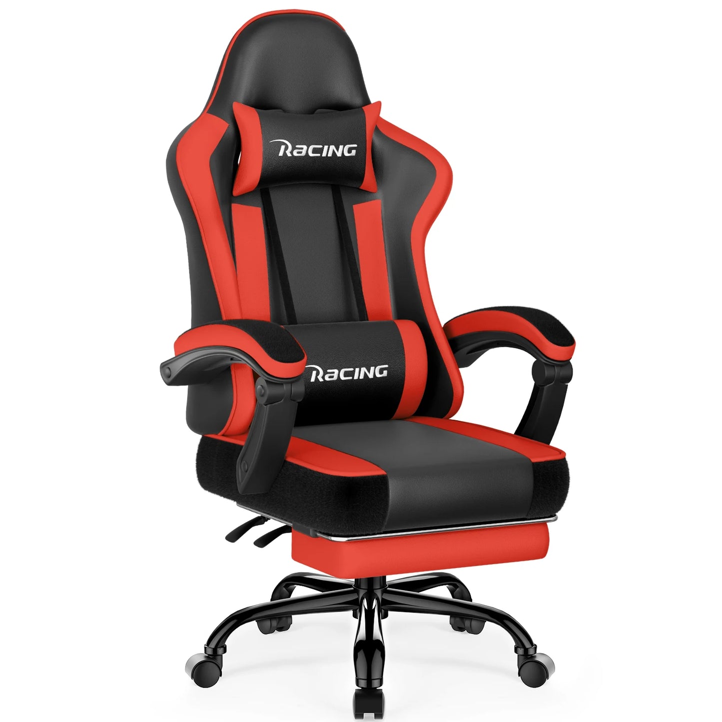 AUTHMIC Ergonomic Gaming Chair with 170° Reclining Backrest, Foldable Footrest, Soft Armrests, Supports150kg,Breathable Material