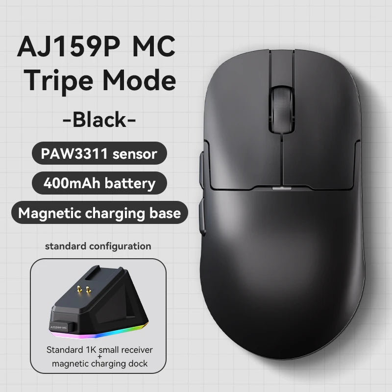 Bezdrôtová herná myš AJAZZ AJ159 APEX/AJ159PRO s RGB magnetickou nabíjacou základňou, ľahká herná myš AJ159P pre PC a notebook