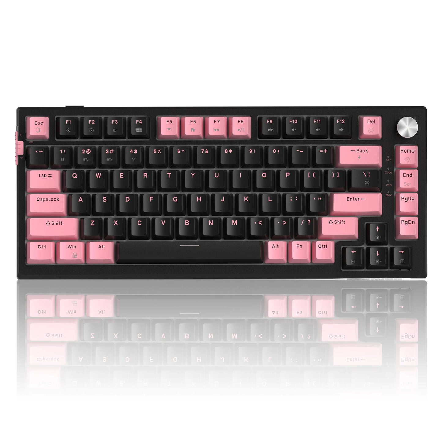 Teclado gaming mecânico MageGee SKY81 75%, RGB, gasket mount, hot-swappable, com fios, personalizável, som cremoso, amortecimento acústico e botão rotativo