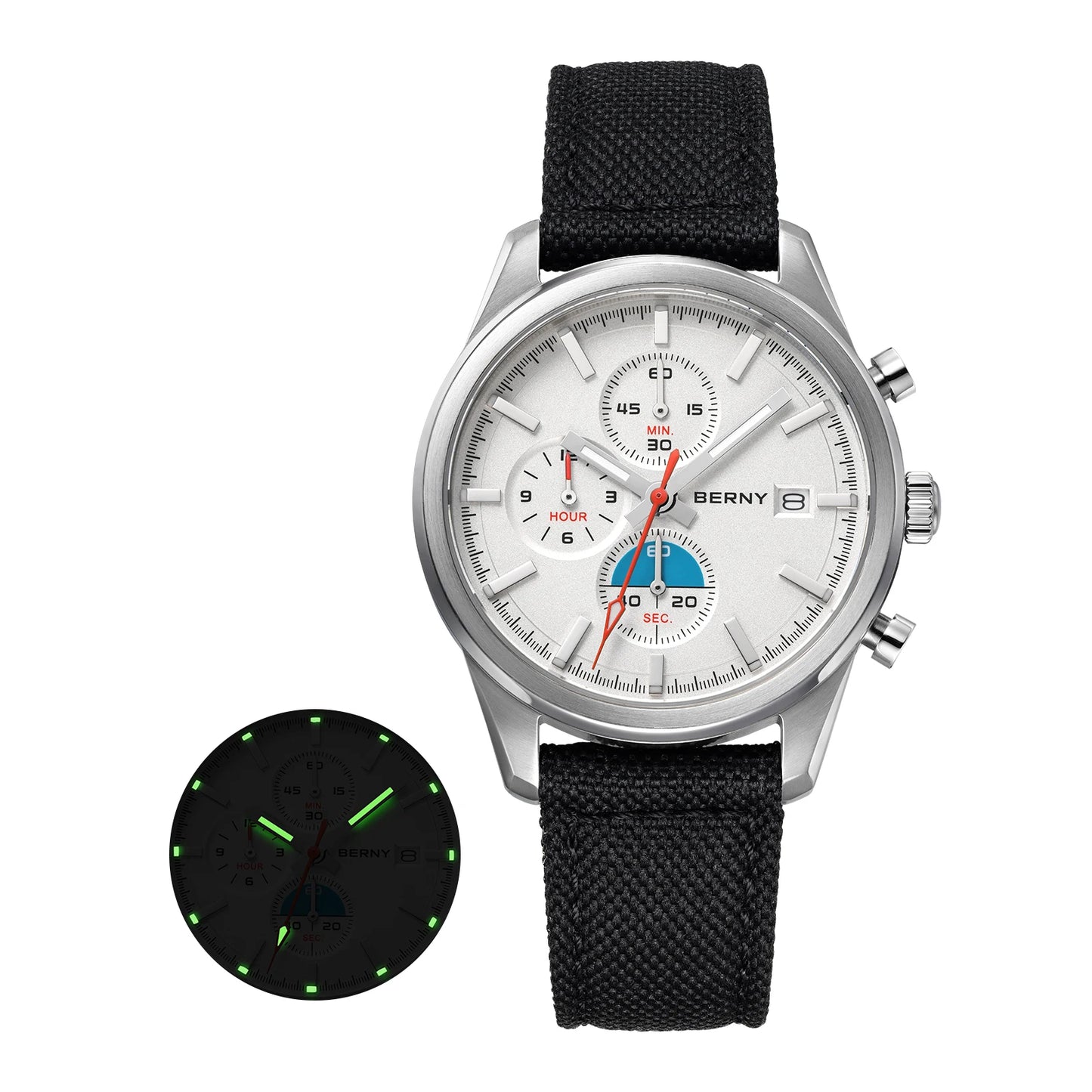 BERNY Chronograph Quartz Men Watch Luminous Miyota OS10 Top Luxury AR Coated Sapphire 5ATM Waterproof 2026 Sports Men’s Watches