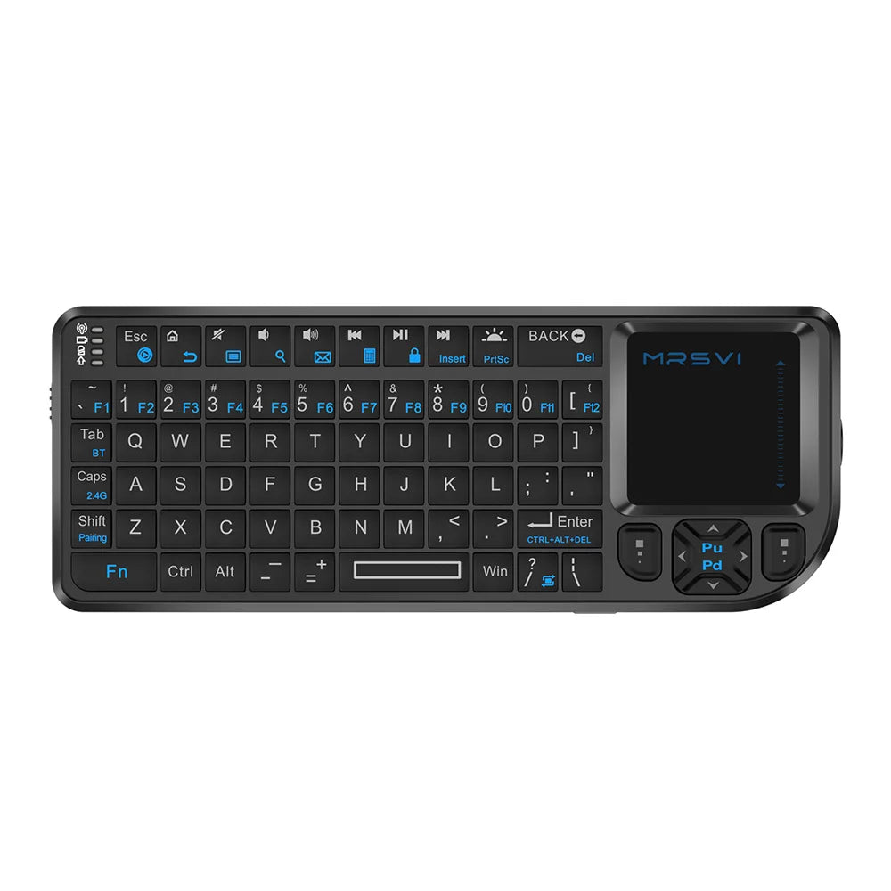 MRSVI Mini Keyboard A8 PLUS, tastiera wireless retroilluminata 2.4GHz e Bluetooth5.0 con touchpad per Android TV Box, Mac, laptop, Windows