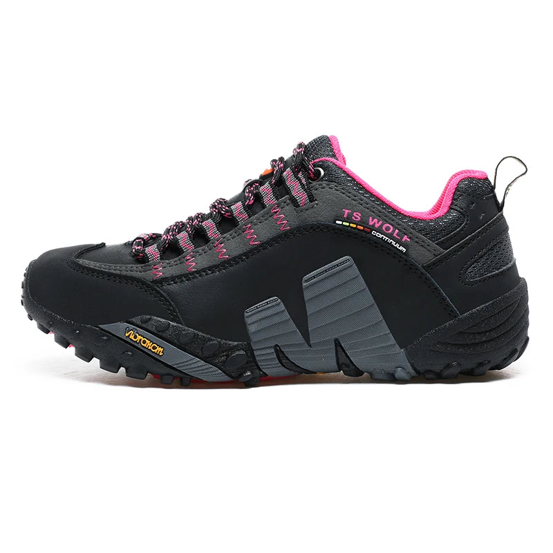 Sapatos de montanhismo para homem em couro genuíno, calçado desportivo outdoor antiderrapante, sapatos de montanhismo e caminhada respiráveis para turismo