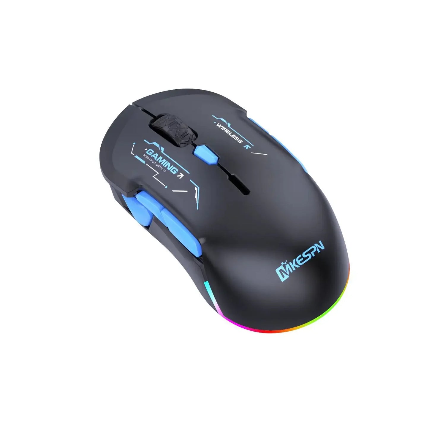 MKESPN W12 10-Tasten-Makro-Gaming-Maus, beidhändig, kabellos, Bluetooth, Mehrkanal, Tri-Mode, großes RGB, ergonomisch, beidhändig