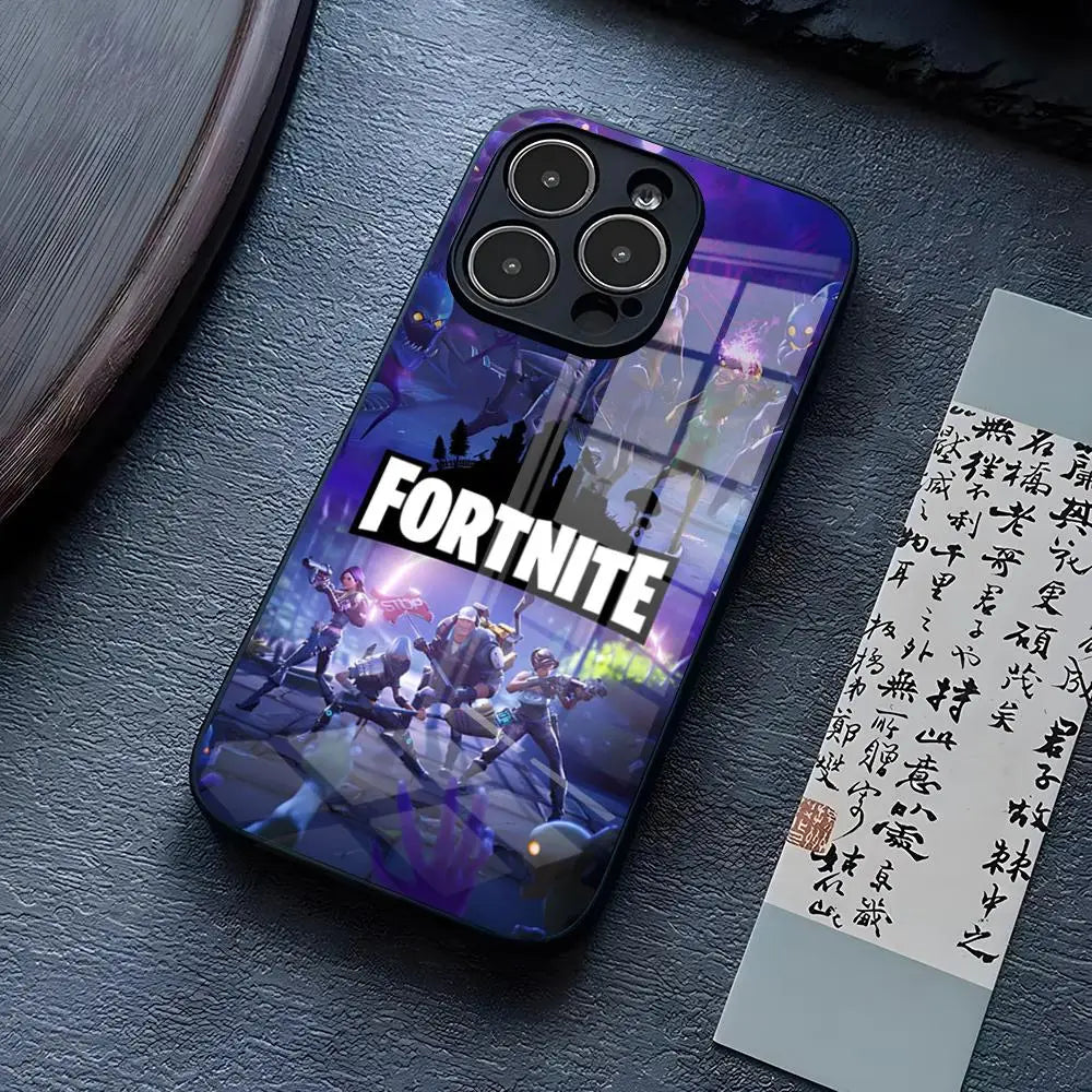 B-Battle-R-Royales-F-FortniteS Handyhülle für iPhone 17 Pro Max 15 Pro 14 12 11 13 Mini X XR XS 16 Plus SE Glas-Cover
