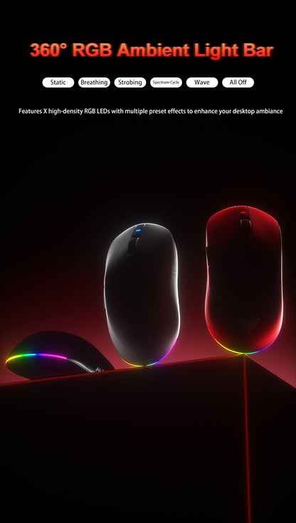 Aula V9 Ultra Wireless E-sports Gaming Mouse Double 8k 3mode PAW 3950 8k 55g Lightweight Ergonomic Mouse Custom PC Accessory