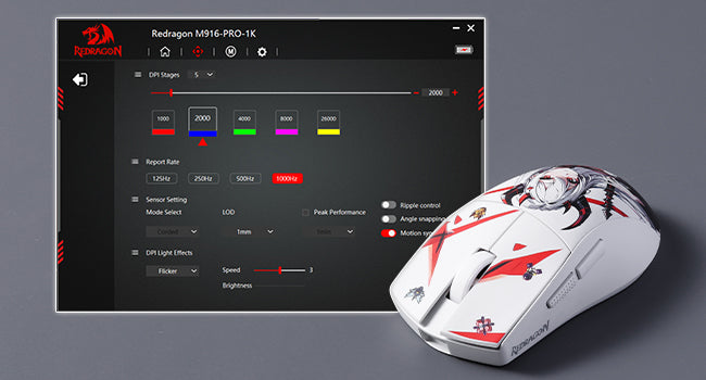 Ratón gaming Redragon M916AK PRO 3-Mode Anime ultraligero de 42G, 26K DPI y botones totalmente programables