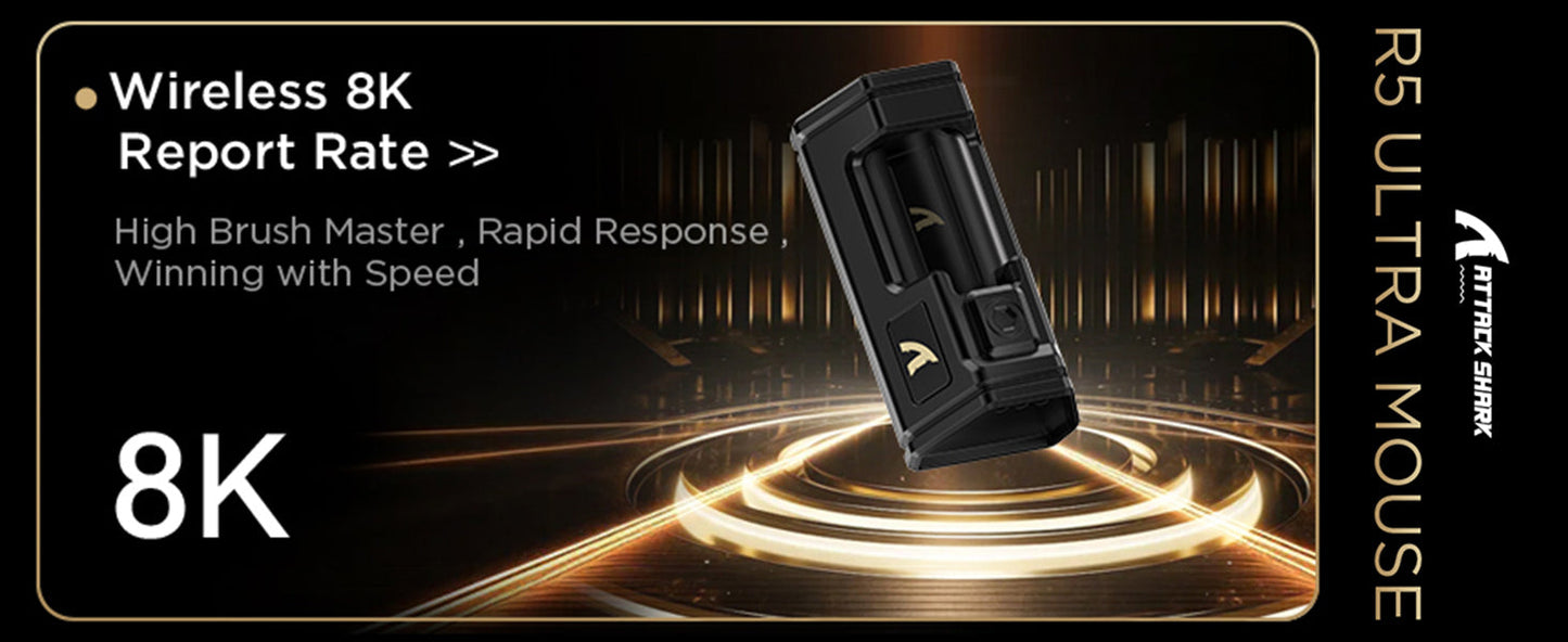 ATTACK SHARK R5 Ultra Carbon Fiber Kabellose 8K-Gaming-Maus 39g SUPERLIGHT, PixArt PAW3950MAX Gaming-Sensor, 8000Hz kabelloses Polling
