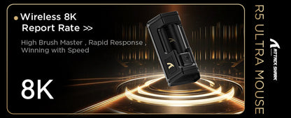 ATTACK SHARK R5 Ultra Carbon Fiber Kabellose 8K-Gaming-Maus 39g SUPERLIGHT, PixArt PAW3950MAX Gaming-Sensor, 8000Hz kabelloses Polling