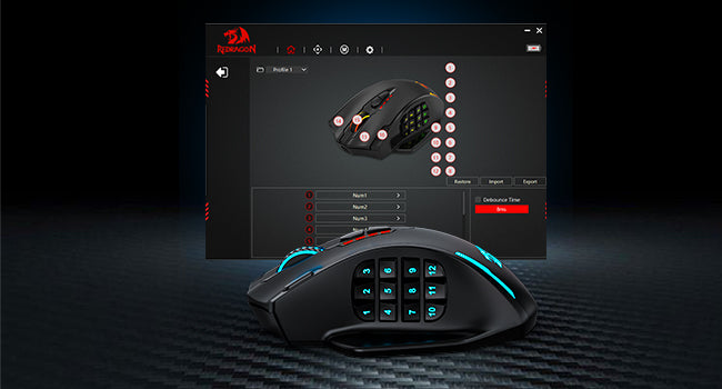 Redragon M913 MAX Ασύρματο οπτικό ποντίκι gaming MMO 26000 DPI με 16 προγραμματιζόμενα κουμπιά
