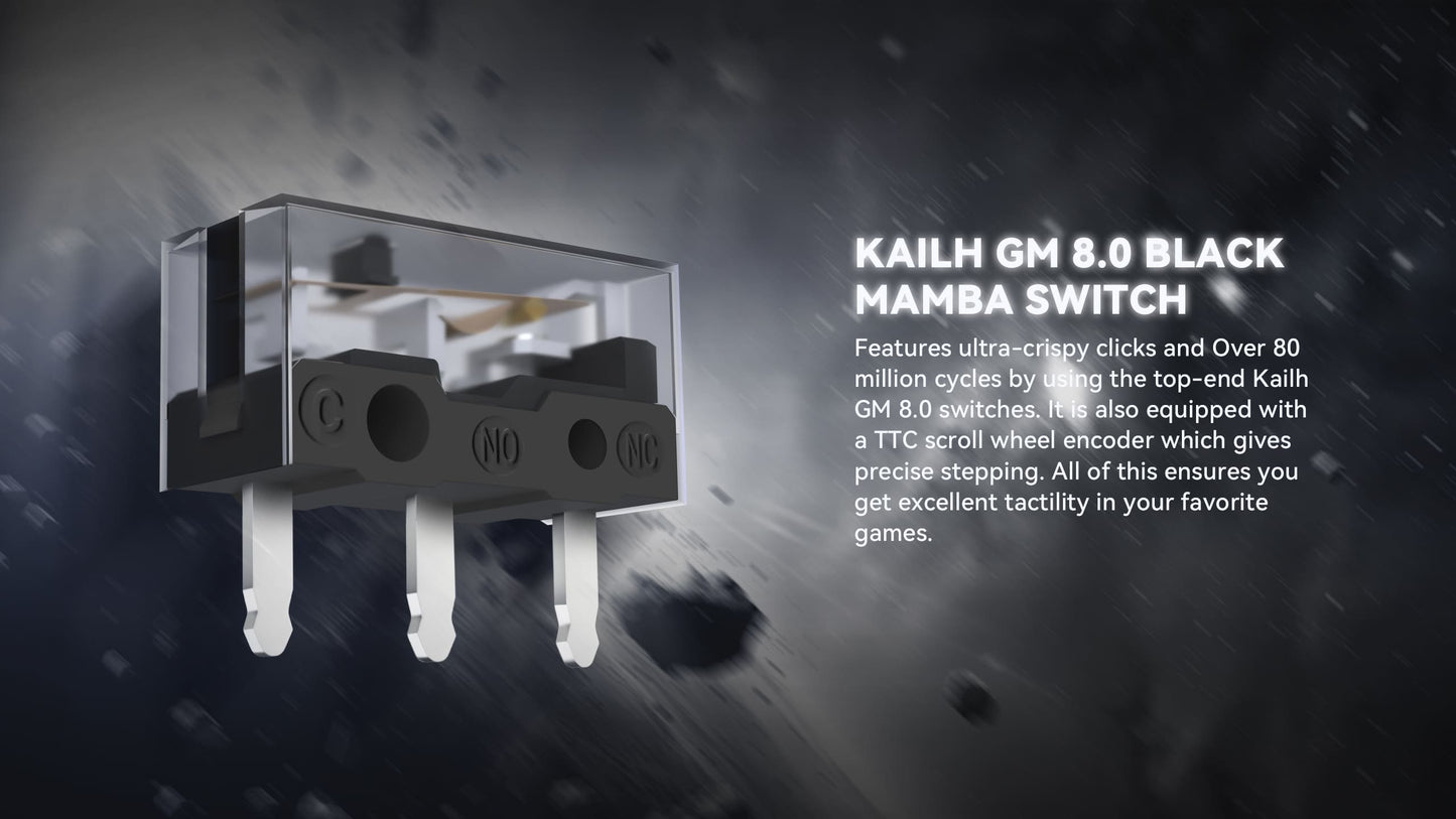 Gaming miška ATTACK SHARK R3 iz magnezijeve zlitine 8K SUPERLIGHT 8000Hz, 6 nastavljivih DPI do 26000, PAW3395, BT/2.4G brezžična/žična