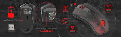Redragon M652 optische 2.4G-Wireless-Maus mit USB-Empfänger, tragbare Gaming- und Office-Maus, 5 einstellbare DPI-Stufen