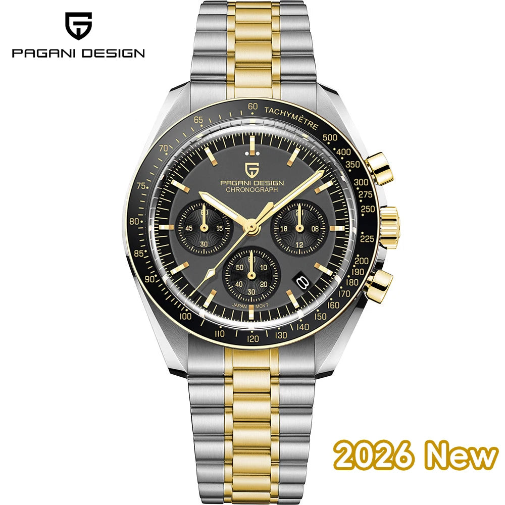 PAGANI DESIGN 2026 New CK2988 Moon Watches Retro Top Luxury Quartz Watch For Men Sapphire glass Speed Chronograph Wristwatch Men
