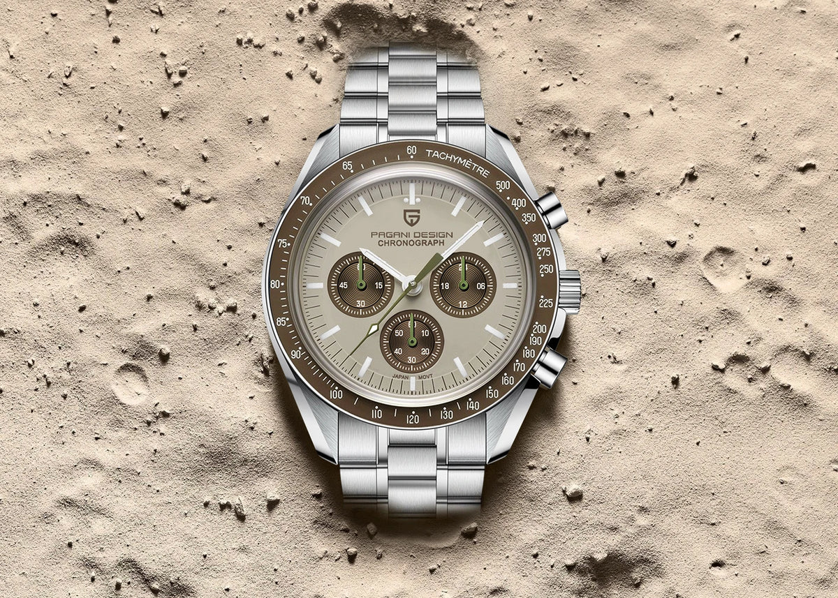 PAGANI DESIGN Saturn Men's Watches 2026 New Top Luxury Quartz Watch Men Light Tan Chronograph AR Sapphire crystal Wristwatch Men