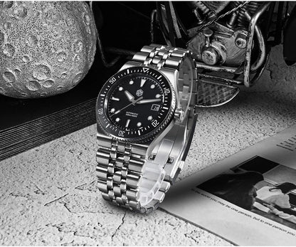 San Martin 40mm Enamel Spiral Dial Integrated Bracelet Men Diver Watch Miyota 9015 Automatic Mechanical Waterproof 200m SN0148