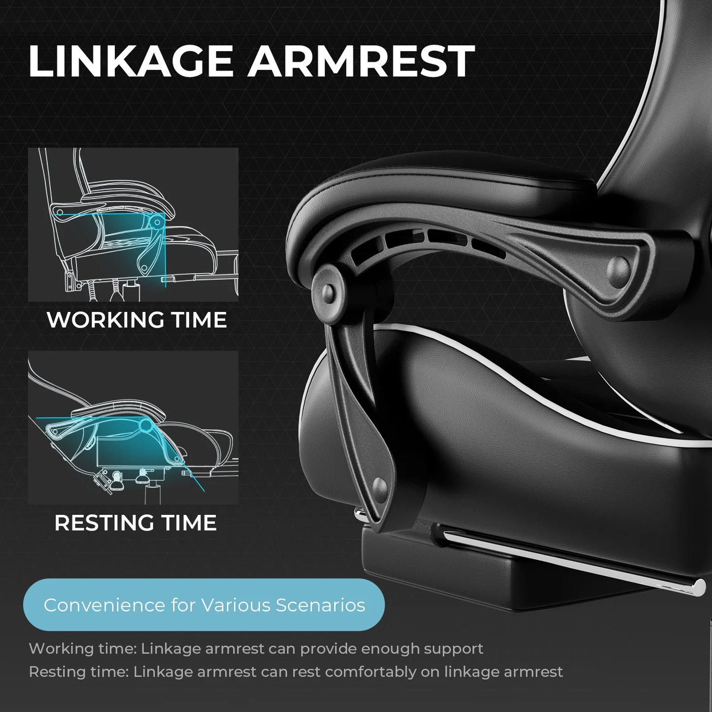 GTPLAYER Gaming Chair Ergonomic Massage Office Chair with Footrest, Headrest, Lumbar Support, Reclining Swivel Gamer Chair for Desk