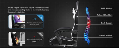 GTPLAYER Ergonomic Gaming Chair with Footrest & Lumbar Pillow, Fabric Office Chair with Headrest, Adjustable Swivel Computer Gaming Chair for Home & Office