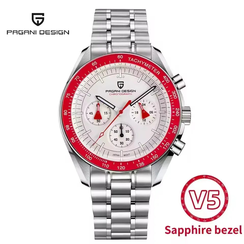 PAGANI DESIGN New AR Sapphire Quartz luxury men's watches 500 vitometer Circle Sport M 100 waterproof chronograph 316L all-steel Japan Movt Luminous man Watch
