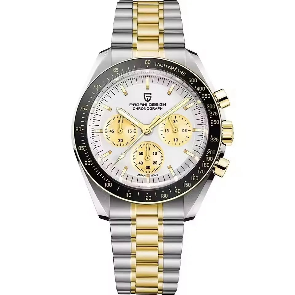 PAGANI DESIGN New AR Sapphire Quartz luxury men's watches 500 vitometer Circle Sport M 100 waterproof chronograph 316L all-steel Japan Movt Luminous man Watch