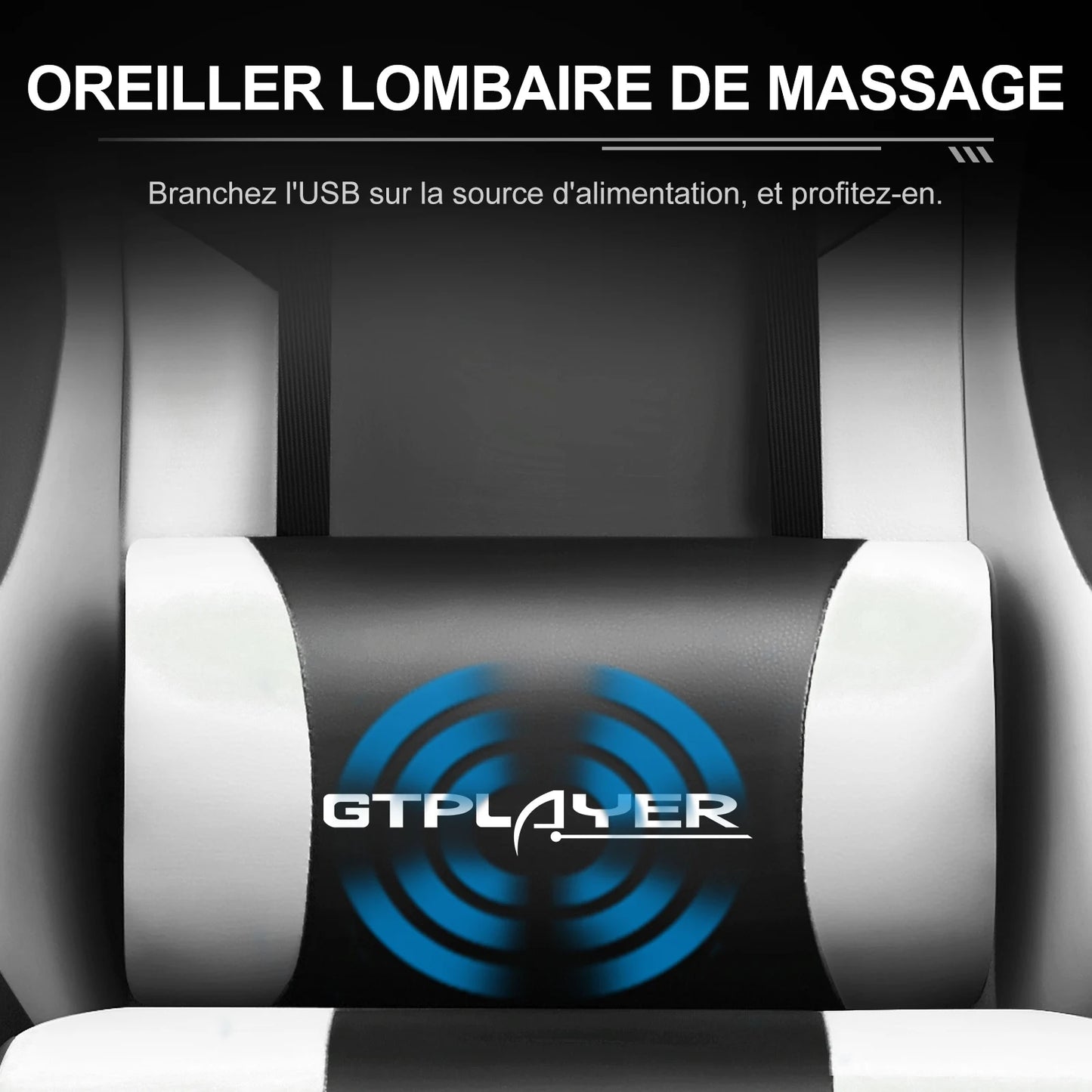 GTPLAYER Gaming Chair Ergonomic Massage Office Chair with Footrest, Headrest, Lumbar Support, Reclining Swivel Gamer Chair for Desk