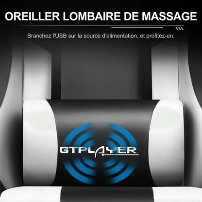 GTPLAYER Gaming Chair Ergonomic Massage Office Chair with Footrest, Headrest, Lumbar Support, Reclining Swivel Gamer Chair for Desk