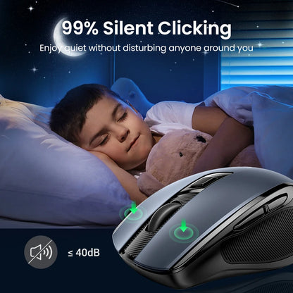 Mouse wireless UGREEN Bluetooth 5.0 ergonomico 4000DPI con 6 pulsanti silenziosi per MacBook, tablet, laptop, computer e PC, mouse 2.4G