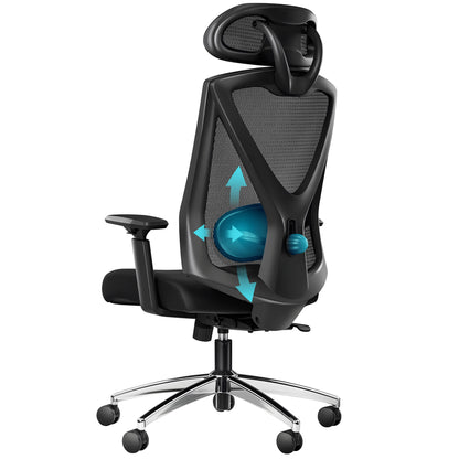 1 Black Ergonomic Office Chair,Computer Chair,Swivel Chair with Adjustable Lumbar Support,Headrest and Armrest,Height Adjustment