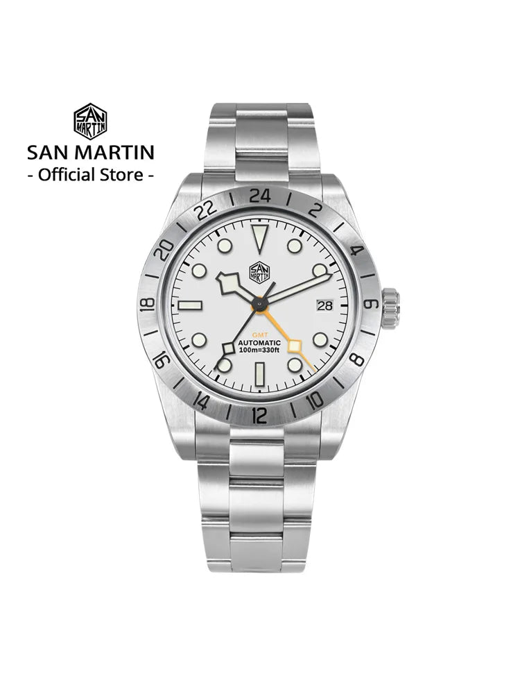 San Martin Nuevo reloj mecánico automático NH34 BB GMT de 39mm, reloj deportivo de zafiro, luminoso, impermeable 100m para hombre, Relogio SN0054