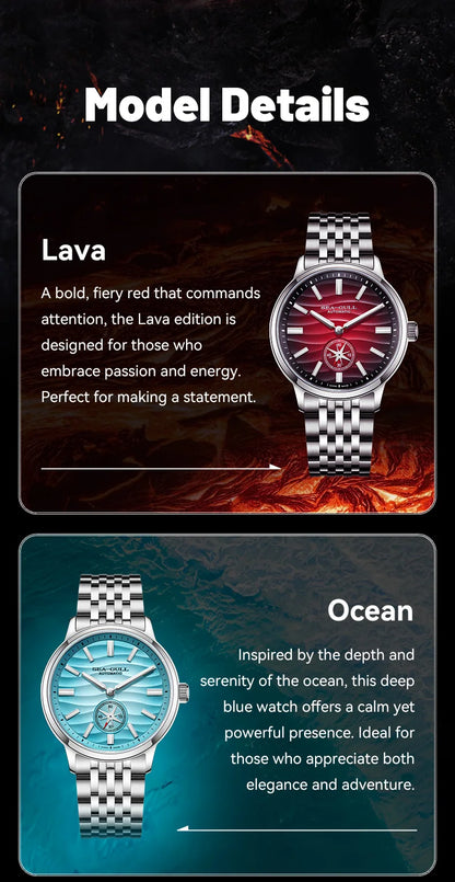 Seagull Natural Series 39.5mm Men's Watch Automatic Mechanical Watches Luminous Stainless Steel Sapphire Bracelet 2026 New 6180