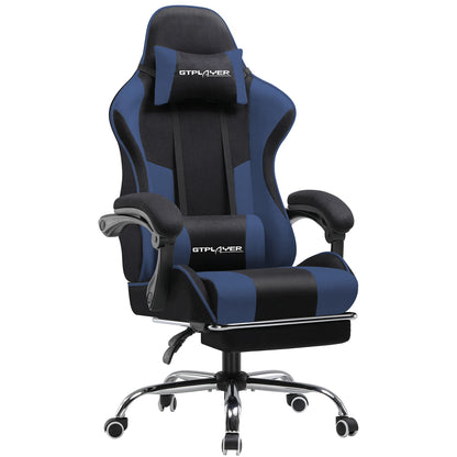 GTPLAYER Ergonomic Gaming Chair with Footrest & Lumbar Pillow, Fabric Office Chair with Headrest, Adjustable Swivel Computer Gaming Chair for Home & Office