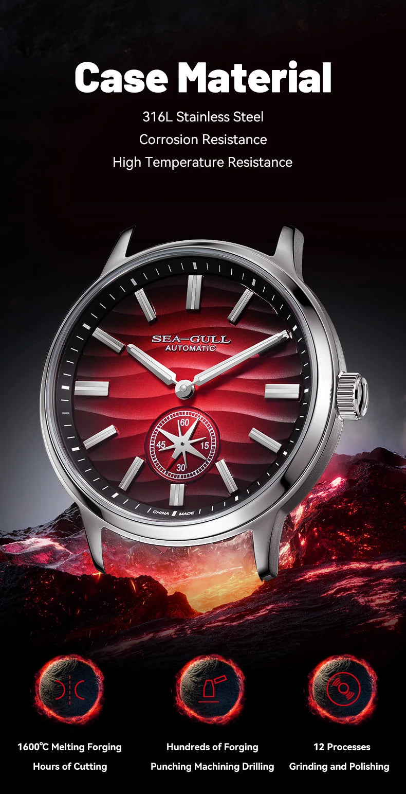 Seagull Natural Series 39.5mm Men's Watch Automatic Mechanical Watches Luminous Stainless Steel Sapphire Bracelet 2026 New 6180