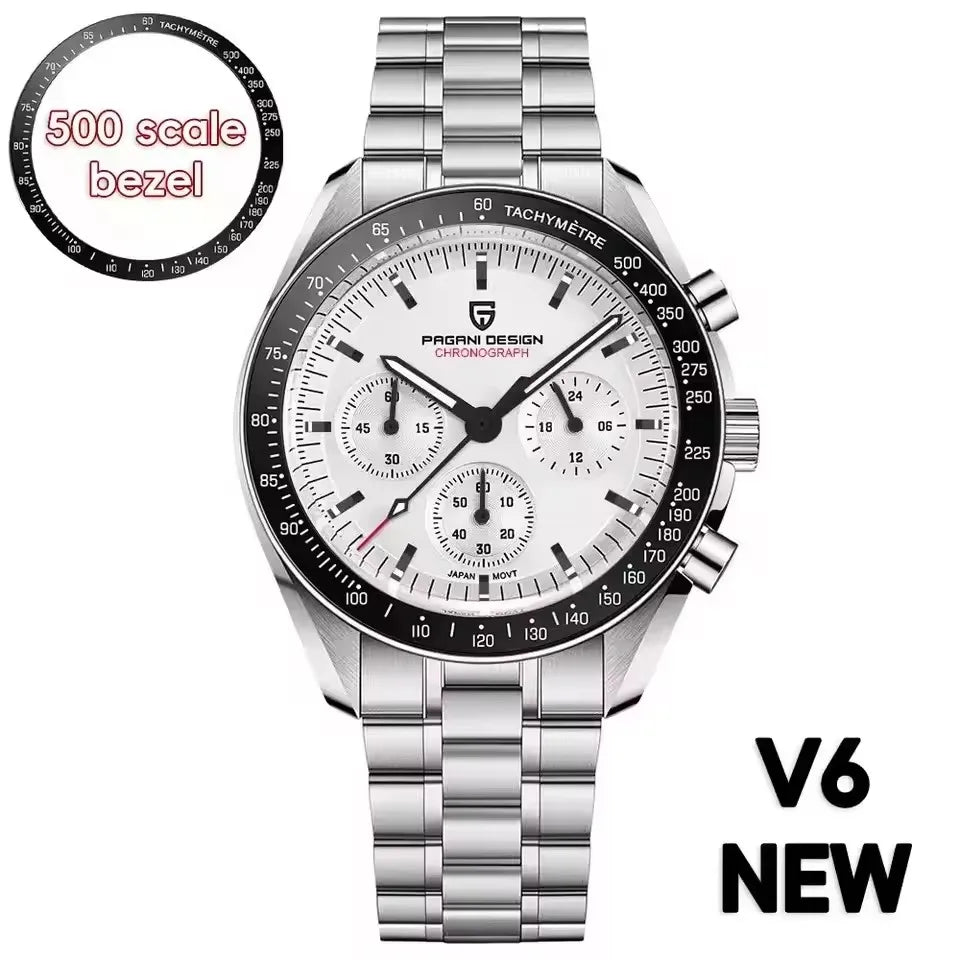 PAGANI DESIGN New AR Sapphire Quartz luxury men's watches 500 vitometer Circle Sport M 100 waterproof chronograph 316L all-steel Japan Movt Luminous man Watch