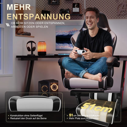 Devoko Height Adjustable Massage Gaming Chair Ergonomic Design with Lumbar Support Headrest Swivel Chair
