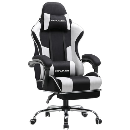 GTPLAYER Ergonomic Gaming Chair with Footrest & Lumbar Pillow, Fabric Office Chair with Headrest, Adjustable Swivel Computer Gaming Chair for Home & Office