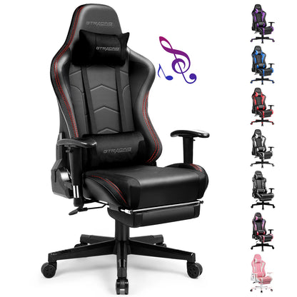 GTPLAYER Gaming chair with Footrests Bluetooth loudspeaker Music chair Ergonomic Computer chair Desk chair