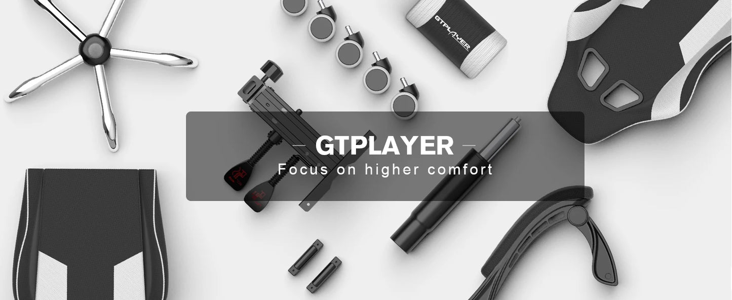 GTPLAYER Ergonomic Gaming Chair with Footrest & Lumbar Pillow, Fabric Office Chair with Headrest, Adjustable Swivel Computer Gaming Chair for Home & Office