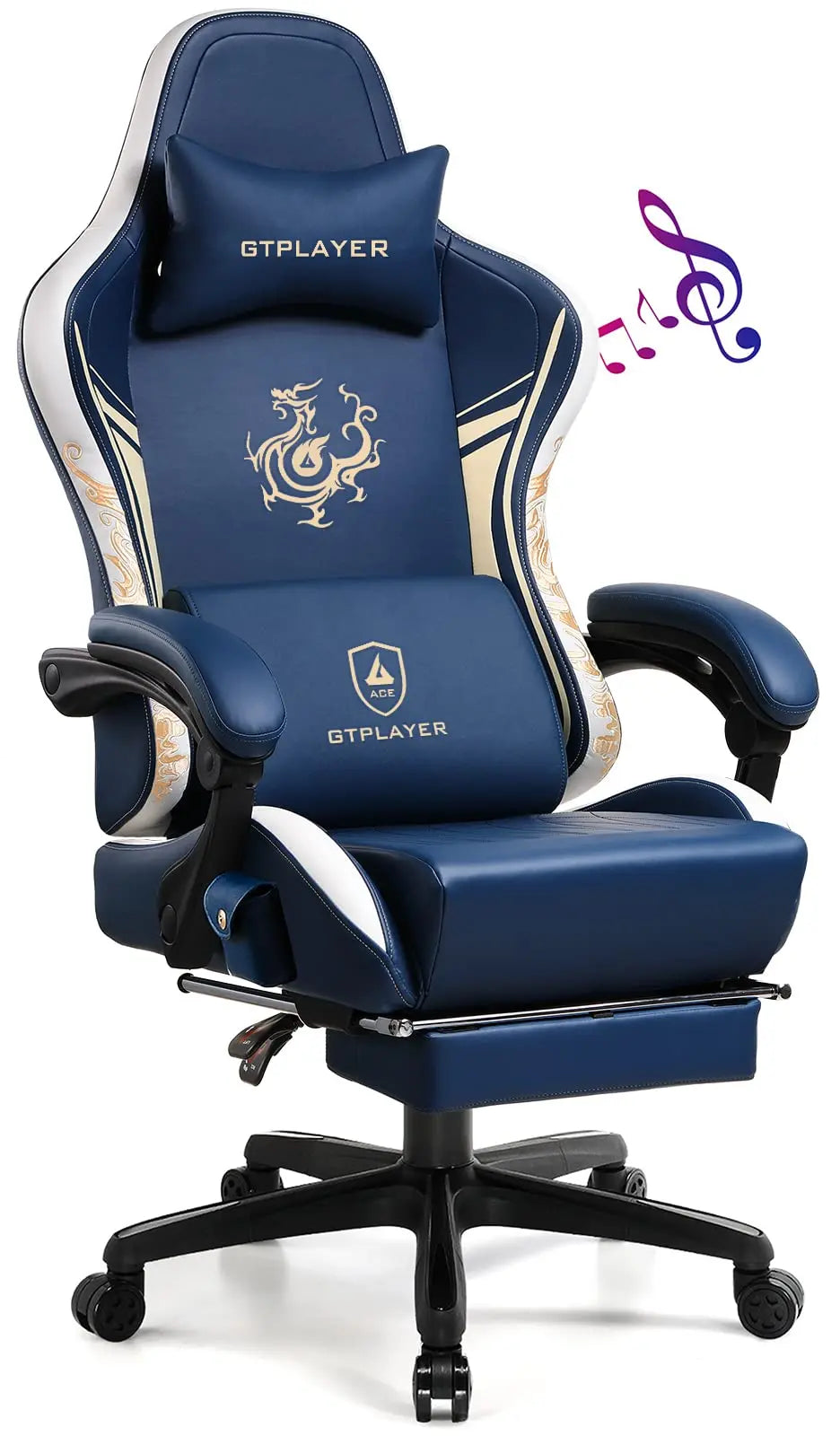 GTPLAYER Gaming chair Gamer chair with Bluetooth Speakers and Footrest Dragon Series Office Chair Ergonomic Gaming chair