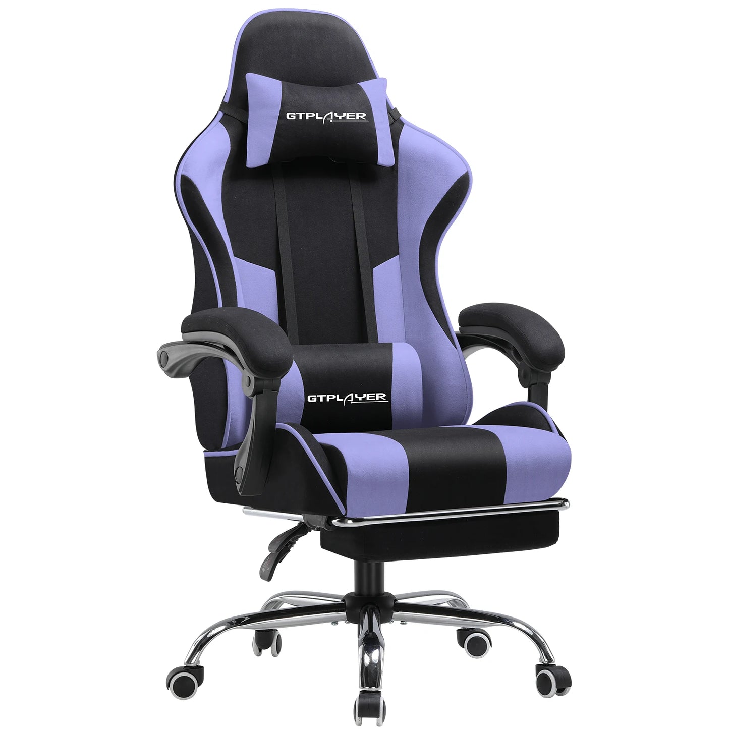 GTPLAYER Ergonomic Gaming Chair with Footrest & Lumbar Pillow, Fabric Office Chair with Headrest, Adjustable Swivel Computer Gaming Chair for Home & Office