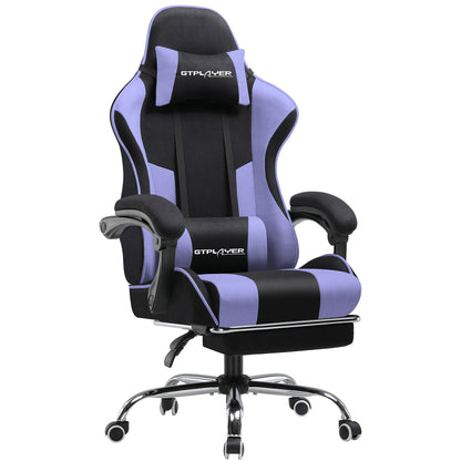 GTPLAYER Ergonomic Gaming Chair with Footrest & Lumbar Pillow, Fabric Office Chair with Headrest, Adjustable Swivel Computer Gaming Chair for Home & Office