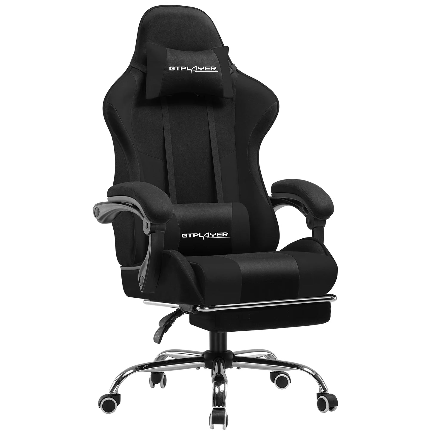 GTPLAYER Ergonomic Gaming Chair with Footrest & Lumbar Pillow, Fabric Office Chair with Headrest, Adjustable Swivel Computer Gaming Chair for Home & Office