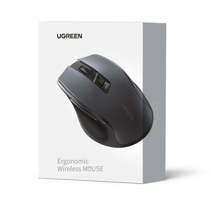 UGREEN belaidė pelė Bluetooth5.0, ergonomiška 4000DPI pelė su 6 tyliais mygtukais, skirta MacBook, planšetėms, nešiojamiesiems kompiuteriams, kompiuteriams ir PC, 2.4G pelė