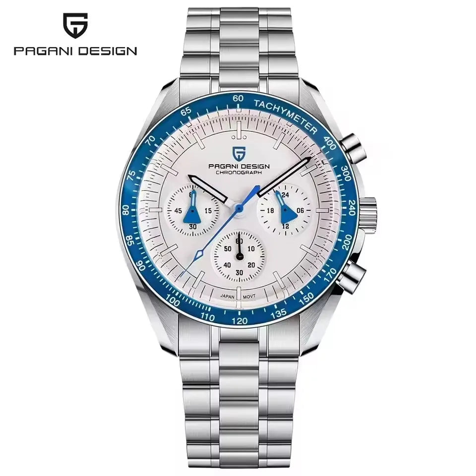 PAGANI DESIGN New AR Sapphire Quartz luxury men's watches 500 vitometer Circle Sport M 100 waterproof chronograph 316L all-steel Japan Movt Luminous man Watch