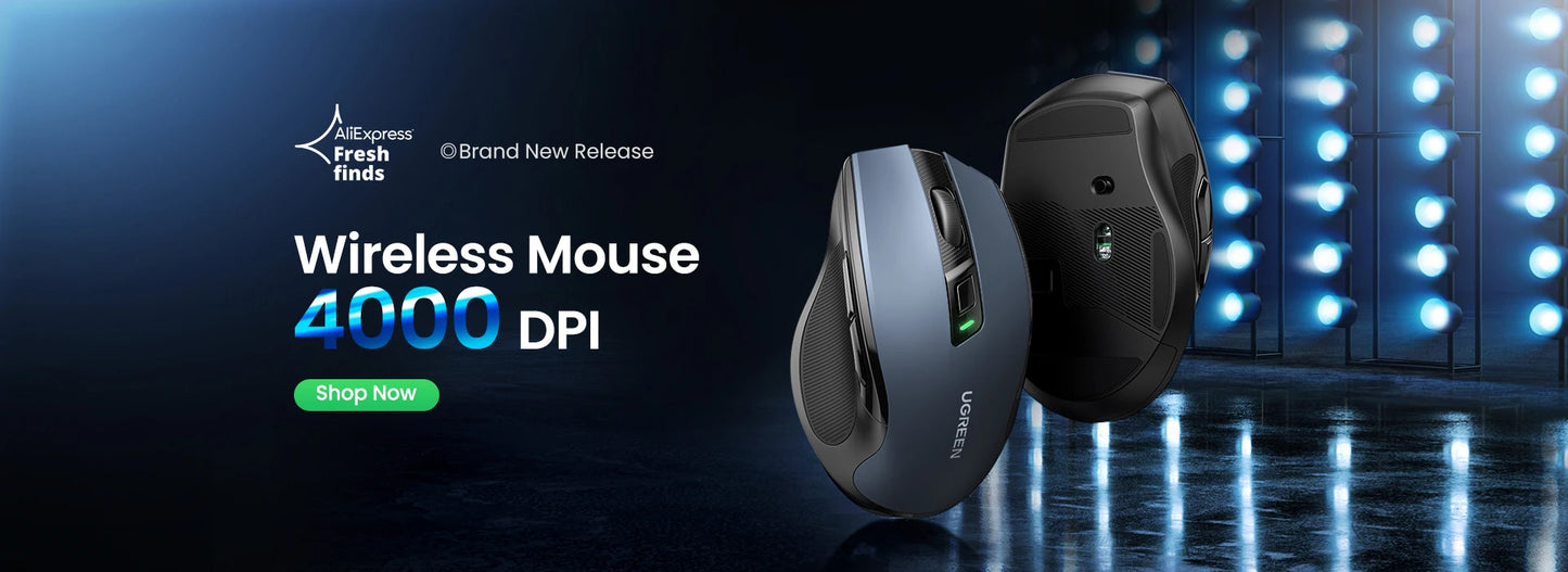UGREEN Wireless Mouse Ergonomic Mouse 2.4GHz 4000 DPI Silent 6 Buttons For MacBook Tablet Laptop PC Mute Mice Quiet 2.4G Mouse