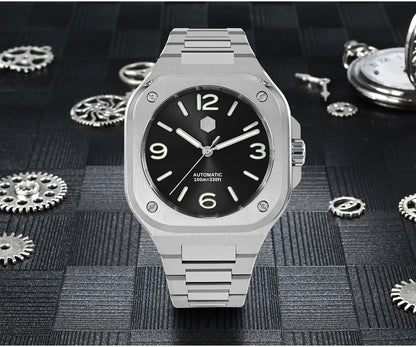 San Martin 40mm Classic Luxury Sport Watch Distinctive Square Case Stainless Steel Men Watch Automatic Mechanical 10 Bar SN0074