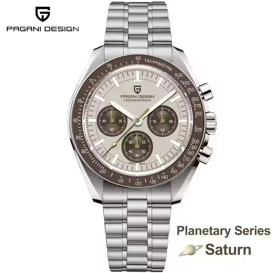 PAGANI DESIGN New AR Sapphire Quartz luxury men's watches 500 vitometer Circle Sport M 100 waterproof chronograph 316L all-steel Japan Movt Luminous man Watch