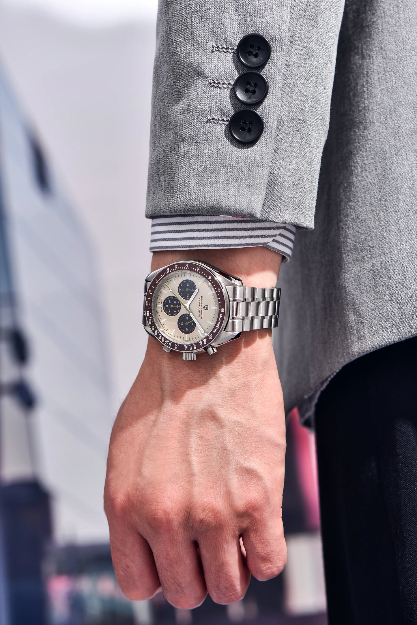 PAGANI DESIGN Planetary Series Saturn Light Tan  Quartz Watch Men Speed Chronograph AR Sapphire crystal Wristwatch Men 2026 New