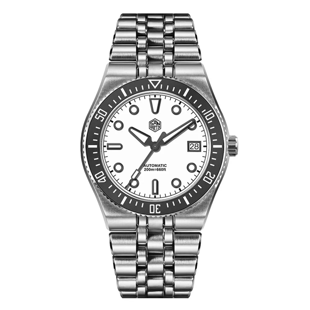 San Martin 40mm Enamel Spiral Dial Integrated Bracelet Men Diver Watch Miyota 9015 Automatic Mechanical Waterproof 200m SN0148