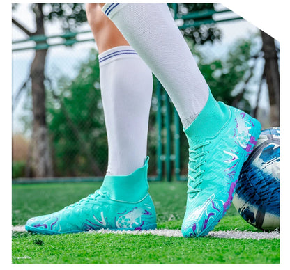 ro Performance HighCut Soccer Boots FG TF Studs Breathable Lightweight Cleats for Outdoor Grass and Turf Training Matches